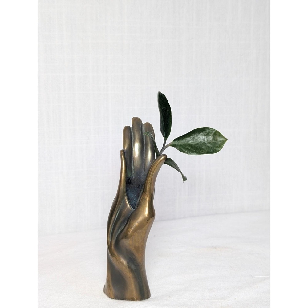 Vintage 1979 Bob Bennett Signed Bronze Hand Sculpture Bud Vase Modernist Art - Picture 6 of 14